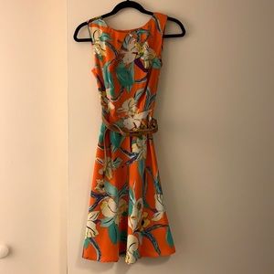 Orange floral dress